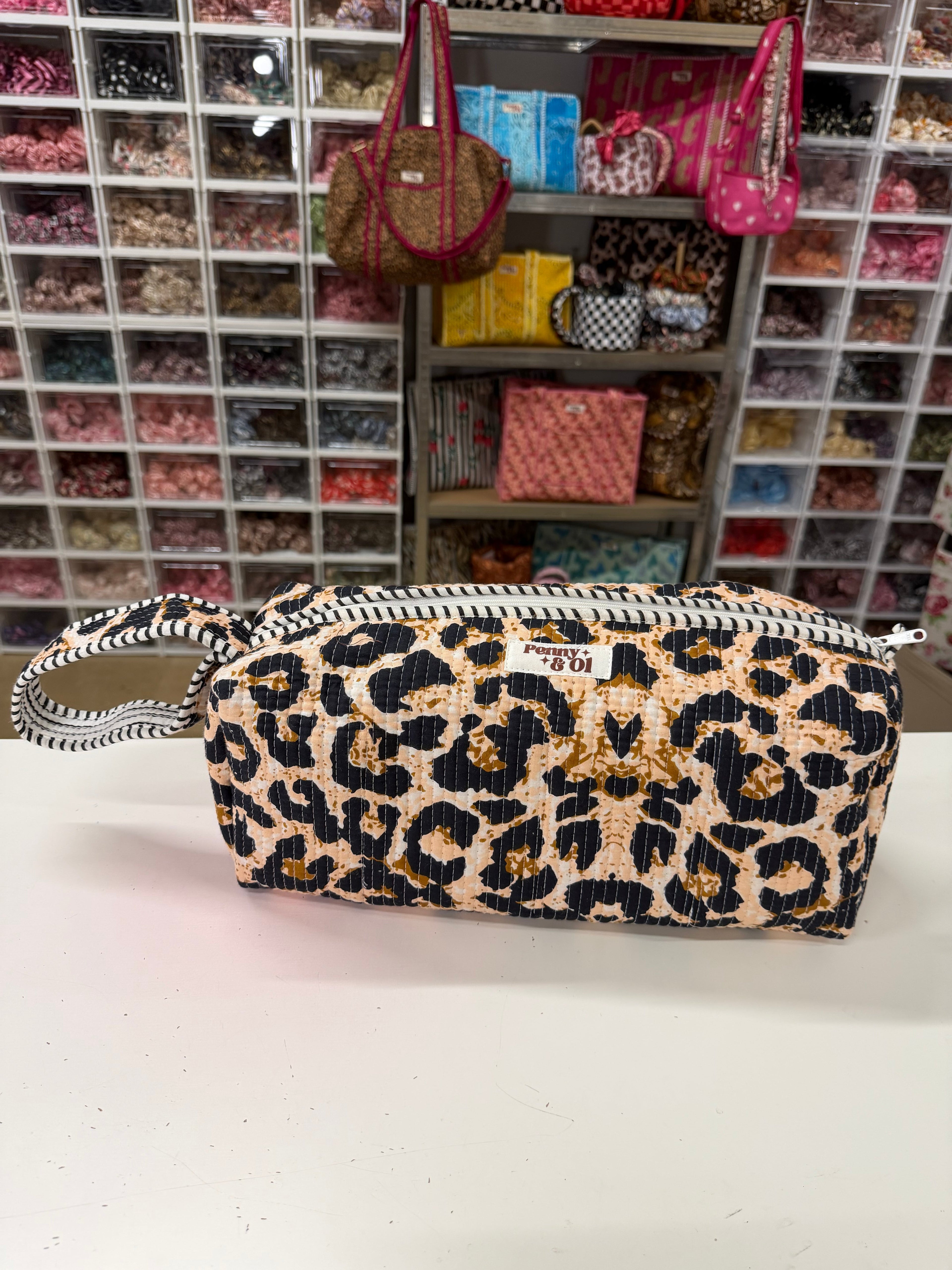 Hair tool bag, Cotton hair tool zip pouch with compartments