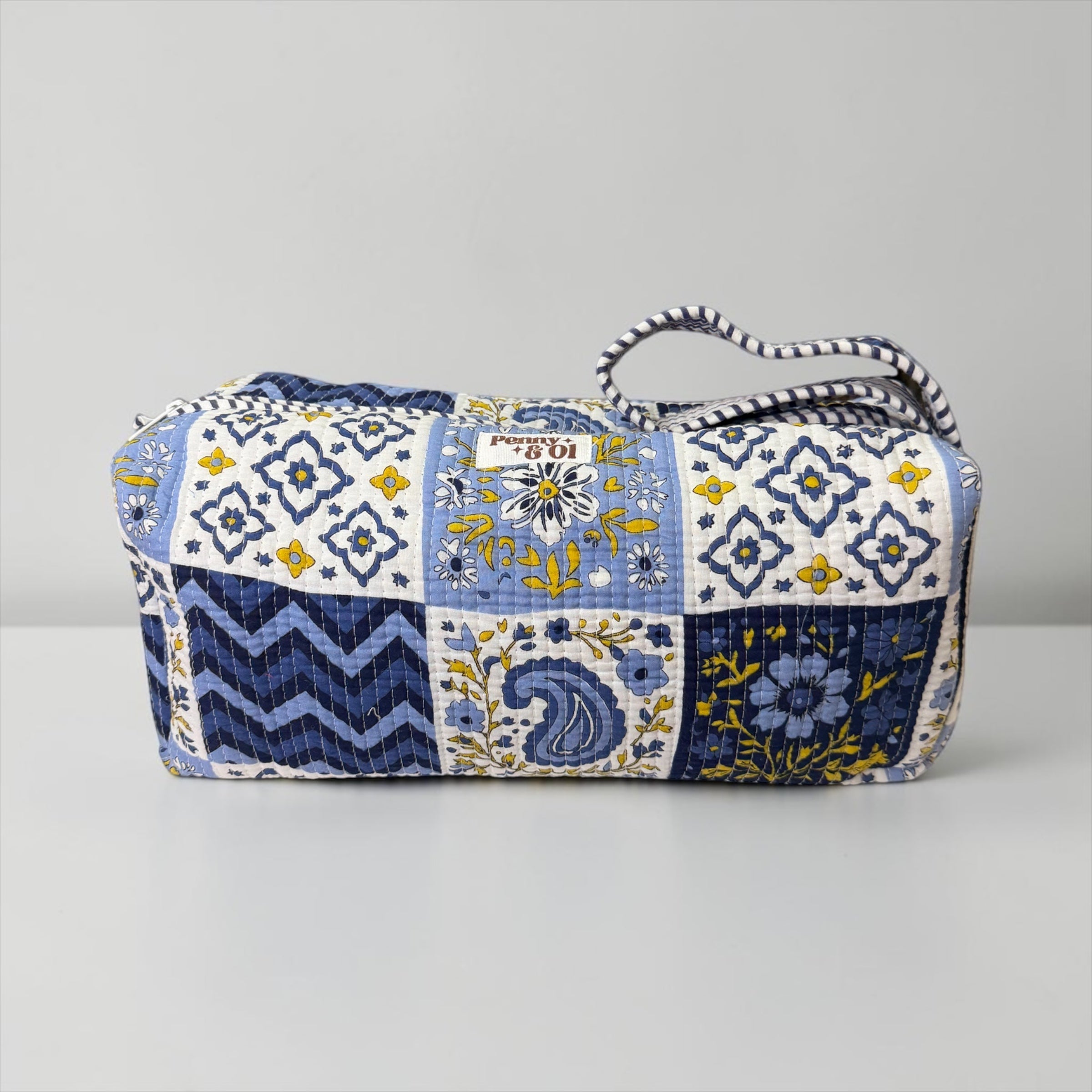 Hair tool bag, Cotton hair tool zip pouch with compartments