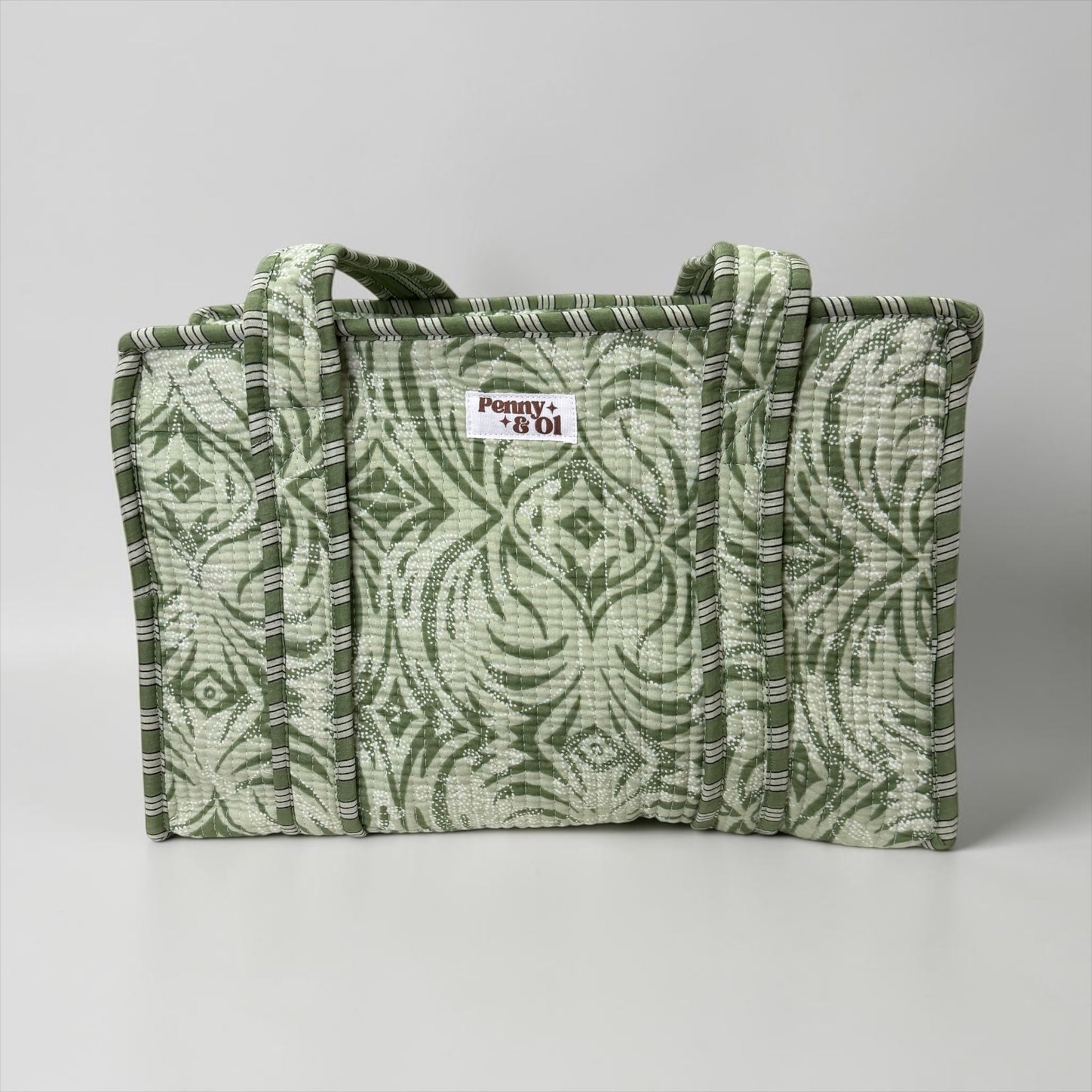 Sage Aztec MEDIUM Cotton Tote Bag, handmade tote bags