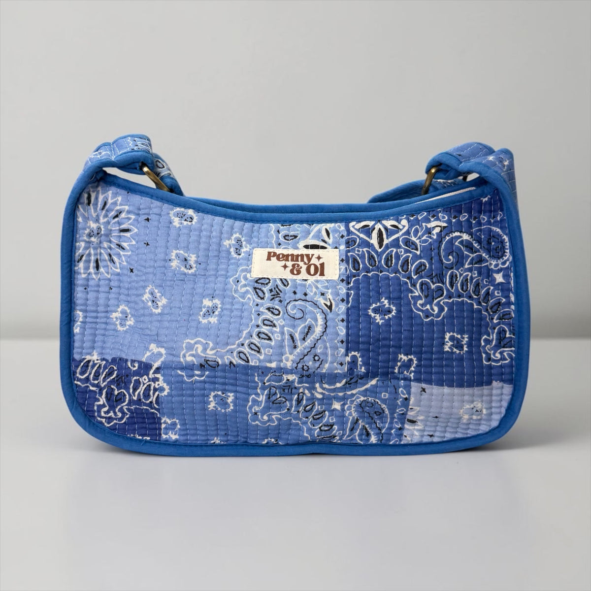 Denim Blue Paisley Bandana SHOULDER Cotton Bag, Penny & Ol 100% cotton handmade bag.