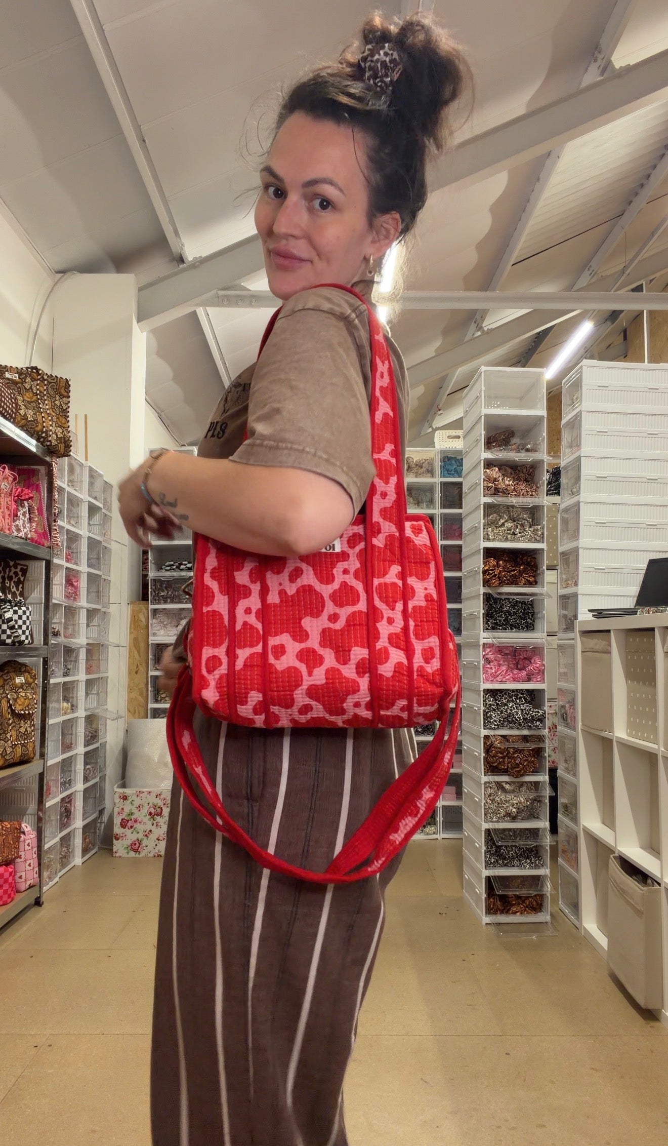 Pink & Red Cow Print
 Mini Tote Bag - Penny & Ol