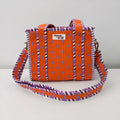 Orange polka dot & PURPLE stripe lining MINI Tote Bag - Penny & Ol