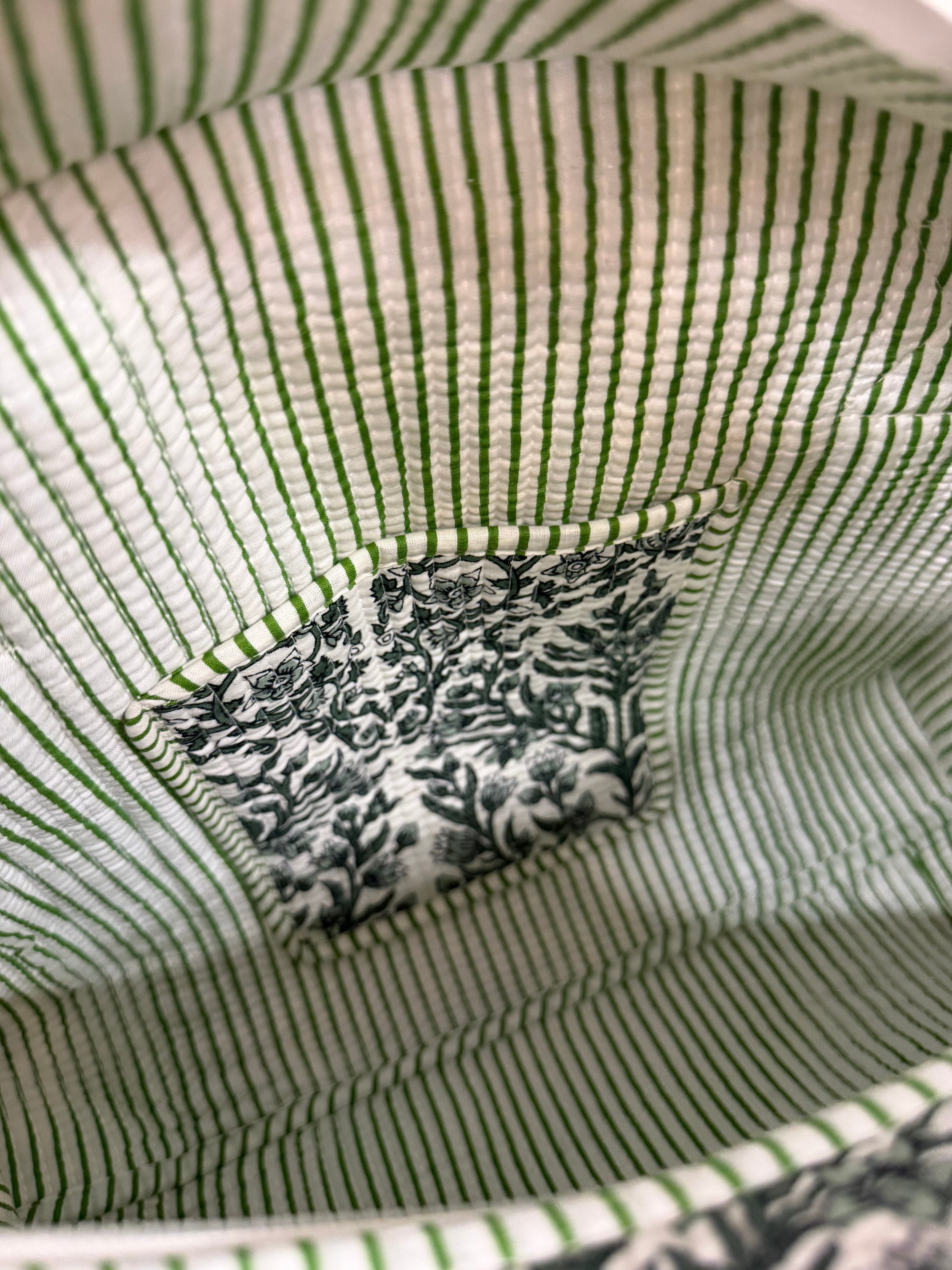 Olive Bloom Medium Cotton, handmade tote bag