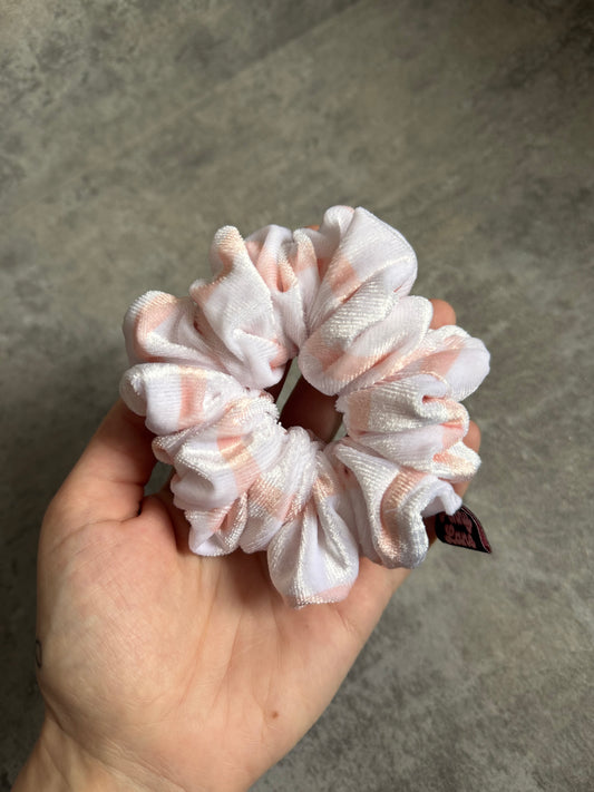 Peach Stripes Velvet Midi, Hair Scrunchie