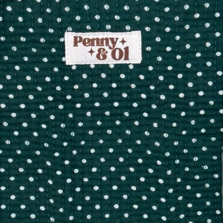 Emerald Green Polka Dot Ruffle Pouch