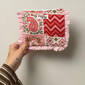 Pink & Red Patchwork Ruffle Pouch