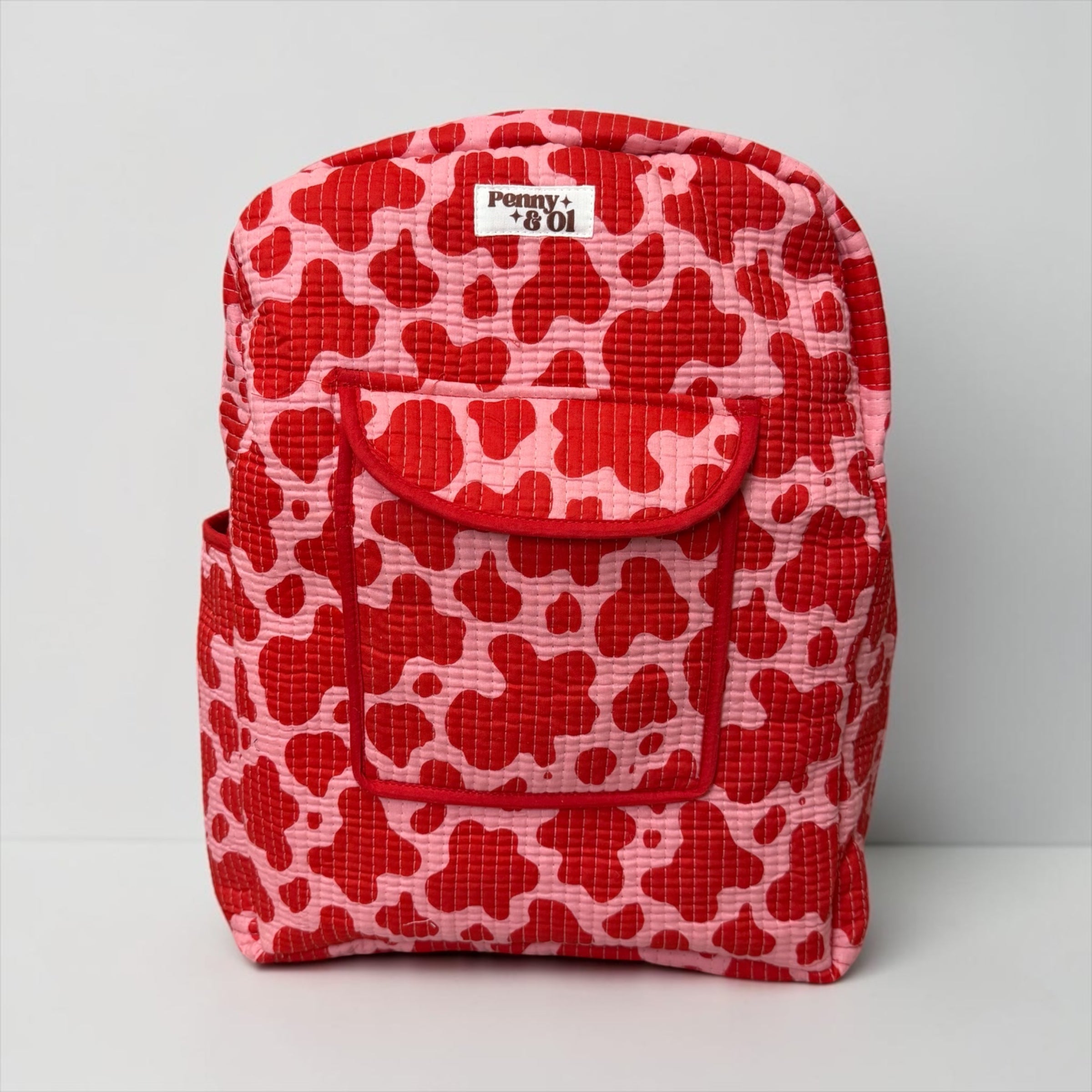Pink & Red Cow Print
 Backpack, handmade cotton tote bags