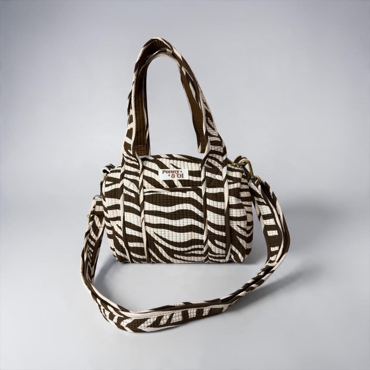 Brown Zebra Mini Duffle Tote Bags - Penny & Ol