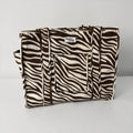 Brown Zebra Travel Tote, Handmade Cotton Tote Bag