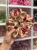 Cherry Leopard Bows XL Satin Hair Scrunchie