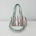 Mauve Stripe Cherries MINI DUFFLE Tote Bags - Penny & Ol
