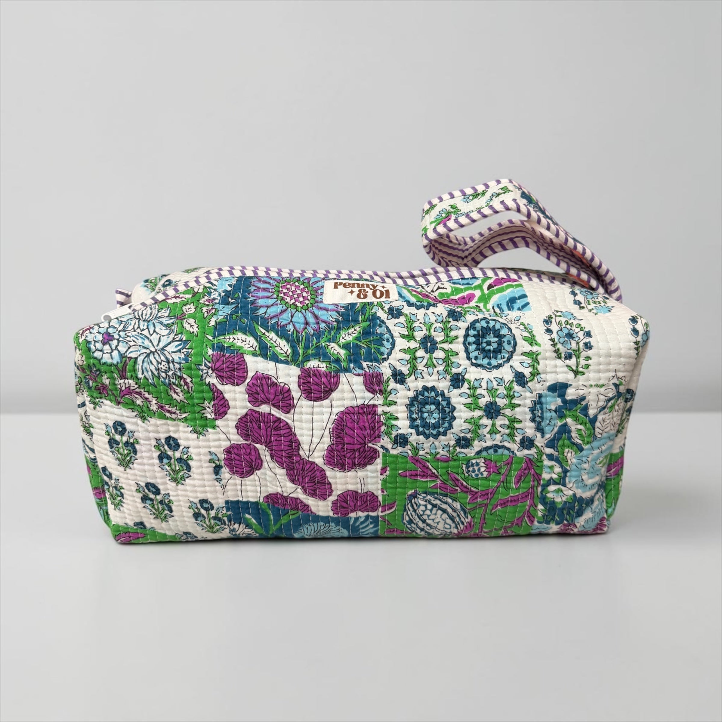 Hair tool bag, Cotton hair tool zip pouch with compartments