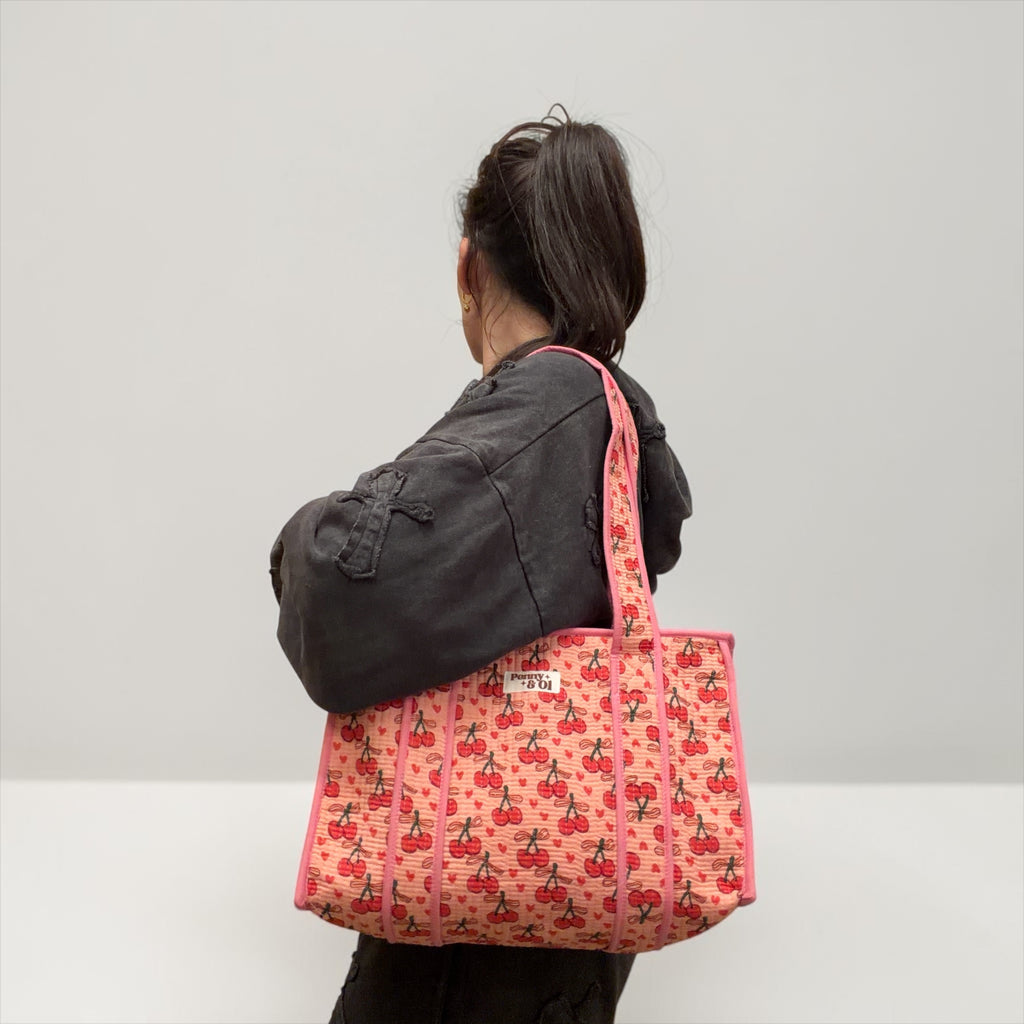 Cherry Love MEDIUM Cotton tote bag