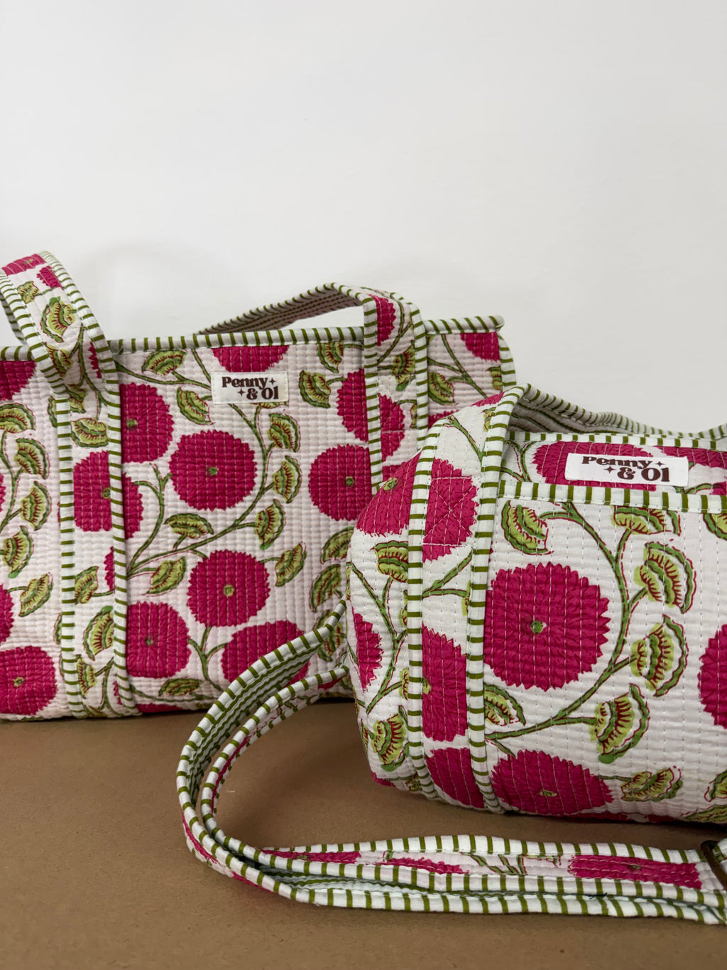 Pink posy collection, tote bags. Cotton tote bags all sizes
