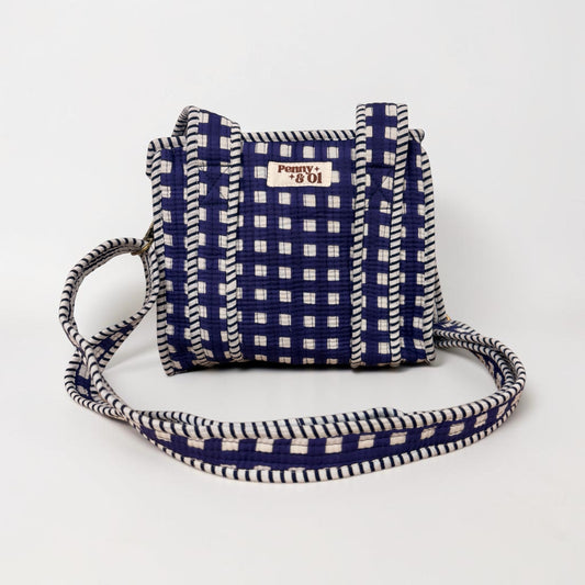 Navy Gingham Mini Tote Bag - Penny & Ol.