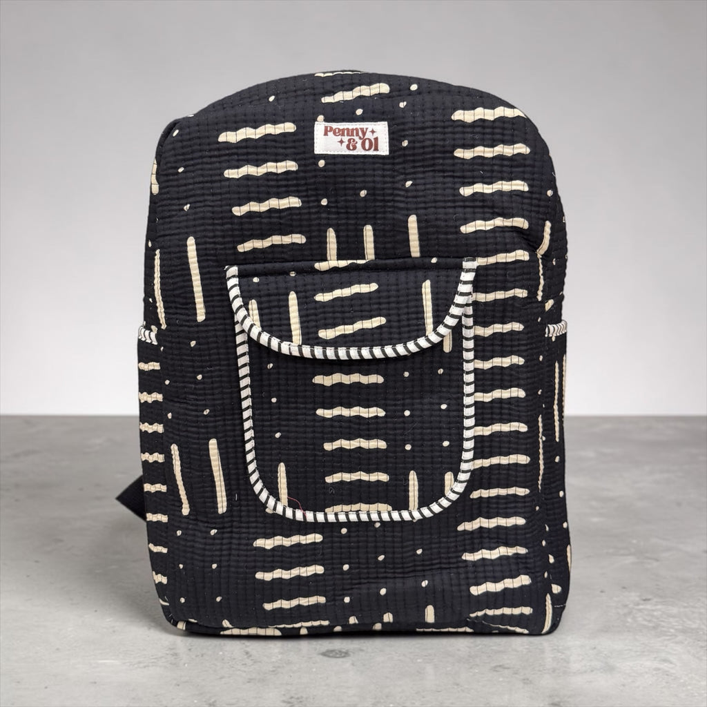 Monochrome Backpack, handmade cotton tote bags.