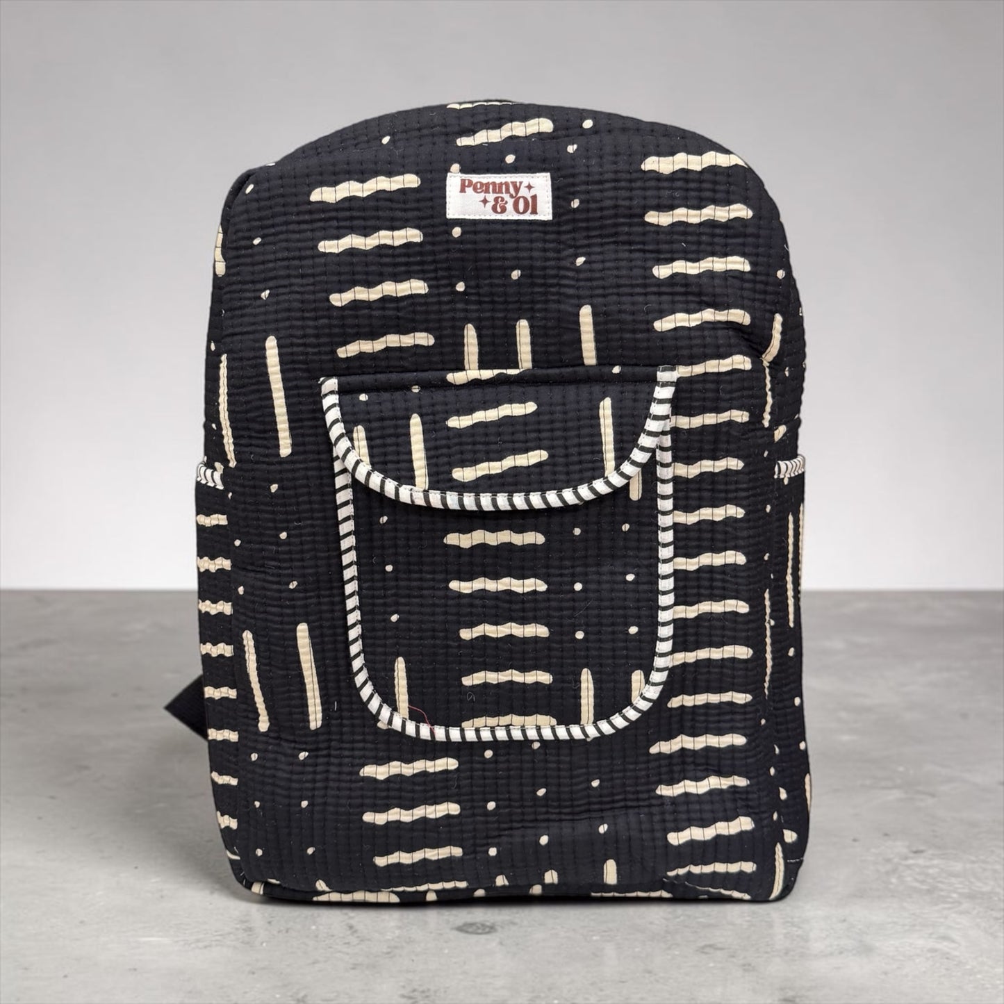 Monochrome Backpack, handmade cotton tote bags.