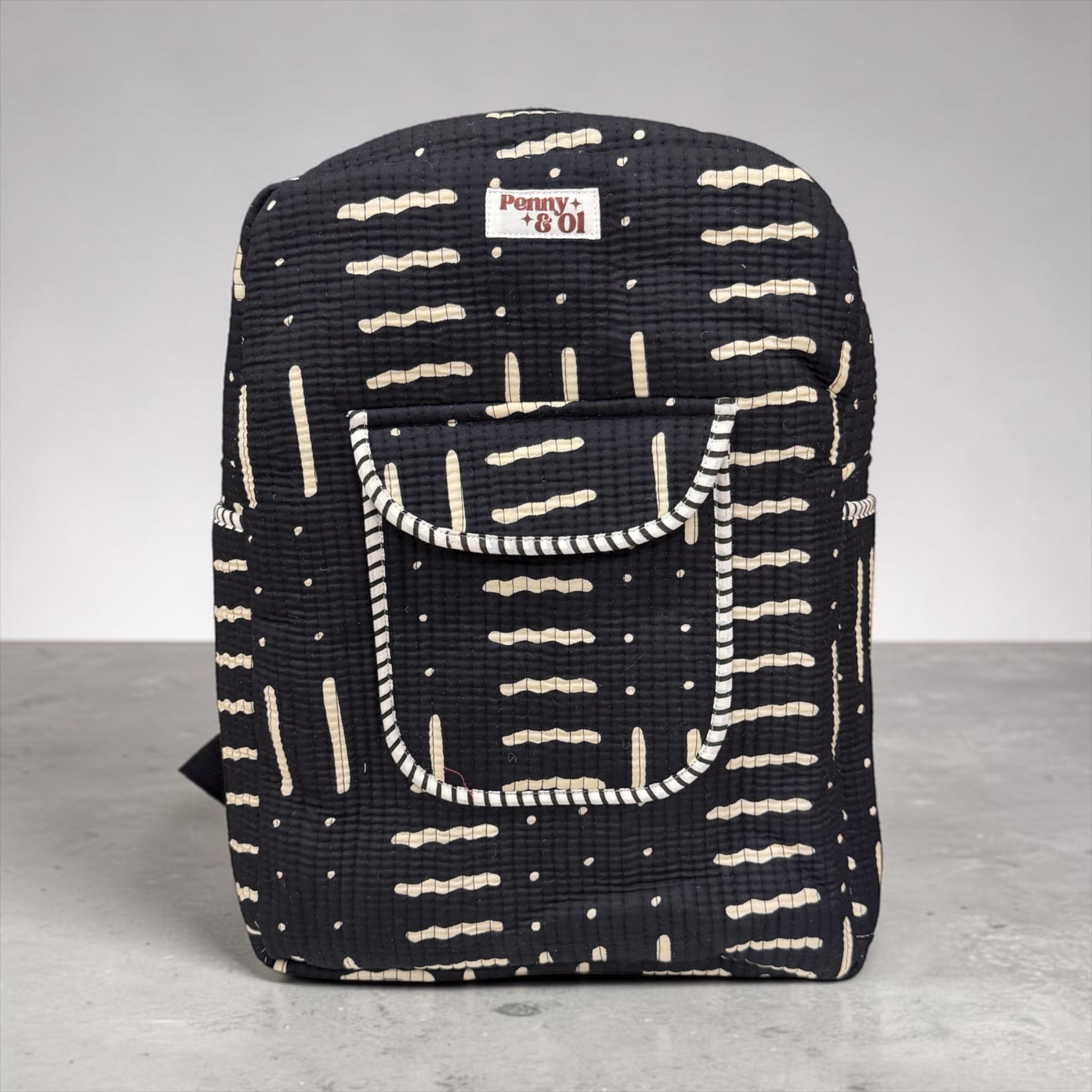 Monochrome Backpack, handmade cotton tote bags.