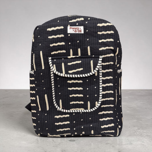 Monochrome Backpack, handmade cotton tote bags.