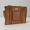 Chocolate Stripes Travel Tote, Handmade Cotton Tote Bag