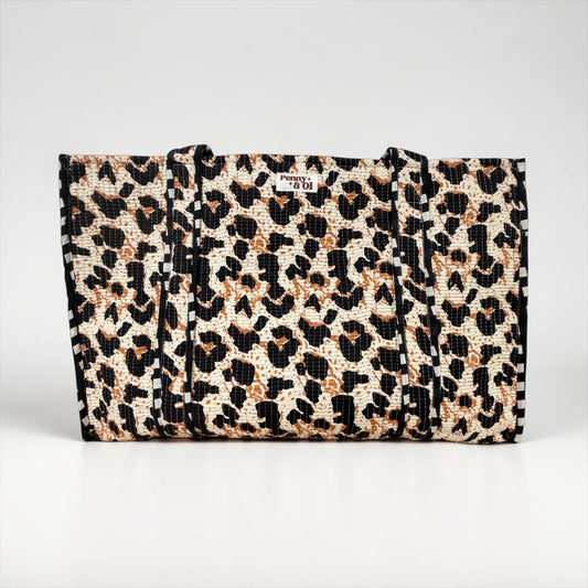 Leopard REVERSIBLE Large Cotton Tote Bag, handmade tote bags