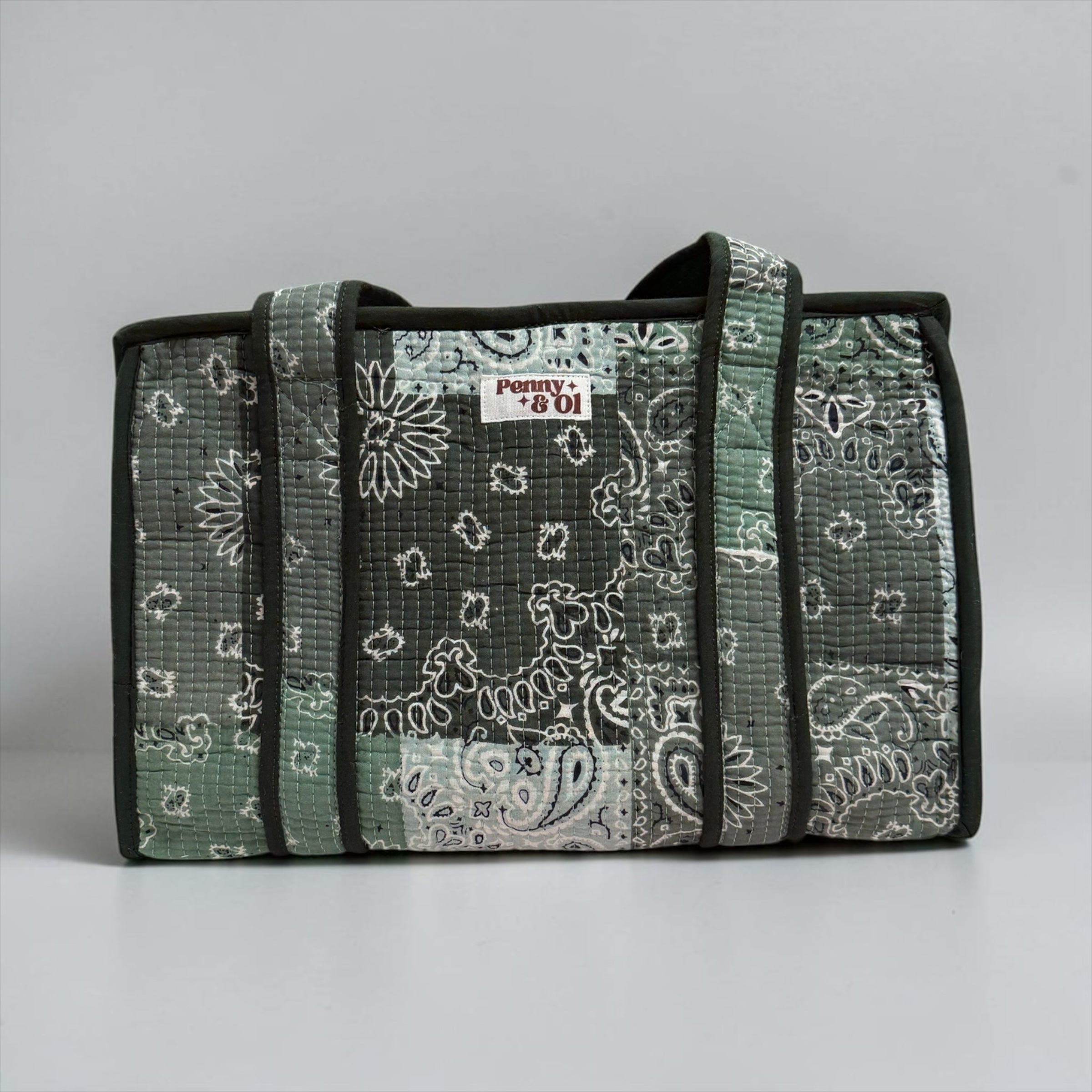 Khaki Paisley Bandana MEDIUM Cotton tote bag