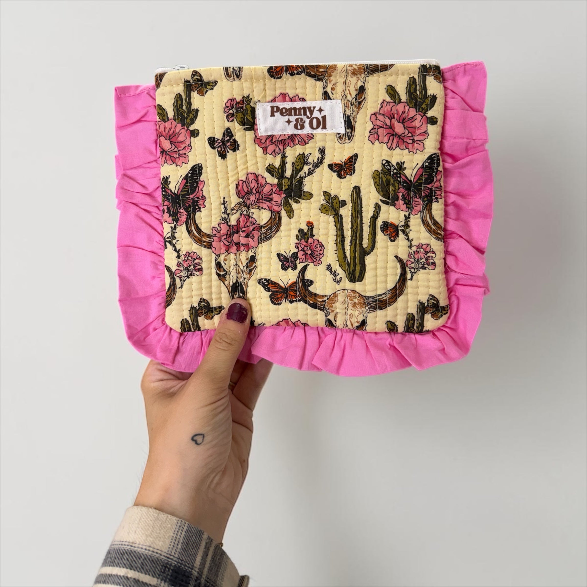 Pink Vintage Western Ruffle Pouch