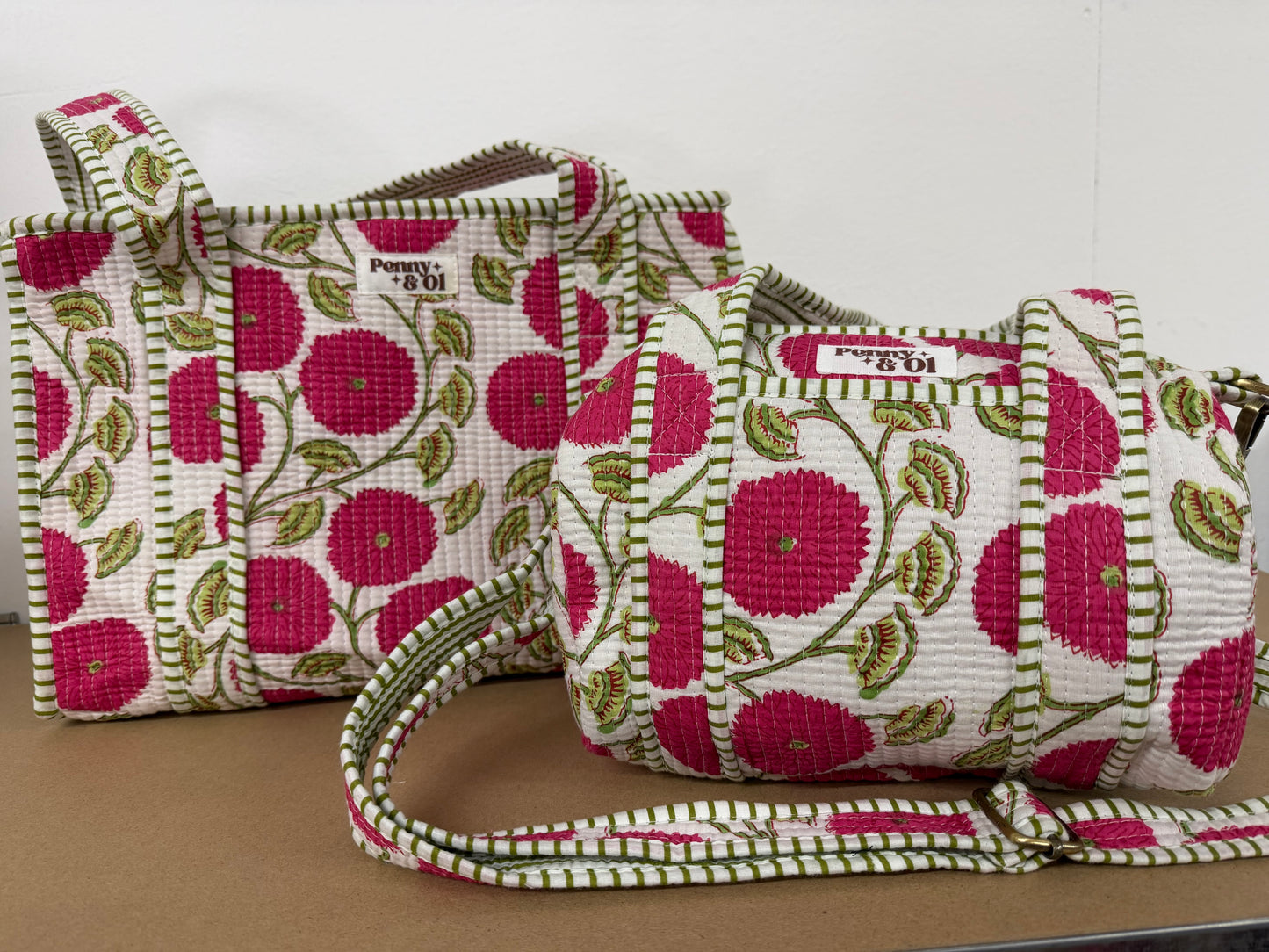 Pink posy collection, tote bags. Cotton tote bags all sizes