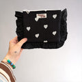 Black Hearts Ruffle Pouch