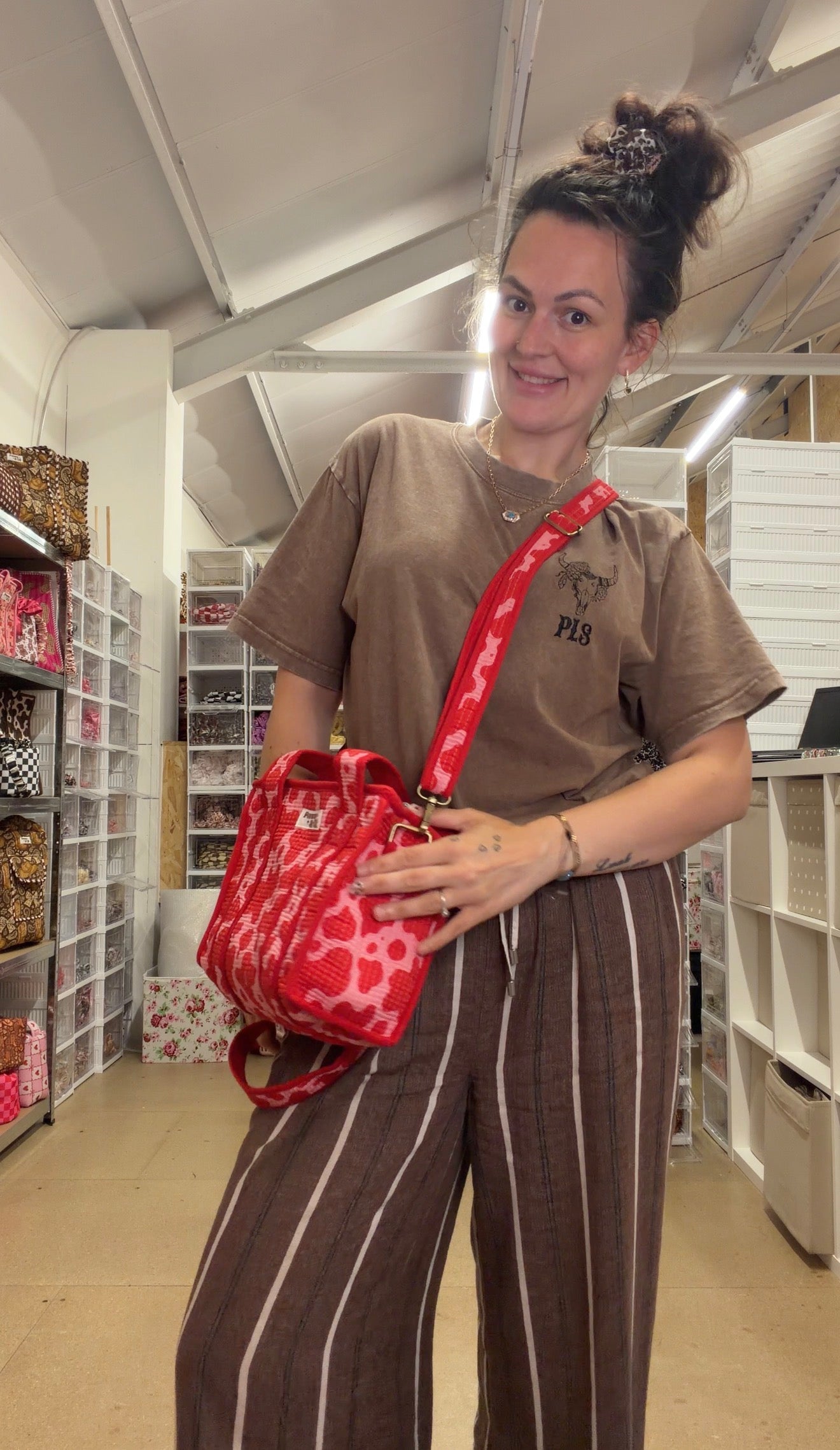 Pink & Red Cow Print
 Mini Tote Bag - Penny & Ol