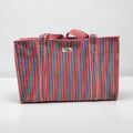 Red Blue Stripes LARGE Cotton Tote Bag