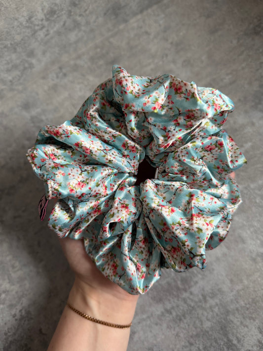 Spring Blossom XL Satin Hair Scrunchie