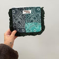 Teal Paisley Bandana Ruffle Pouch
