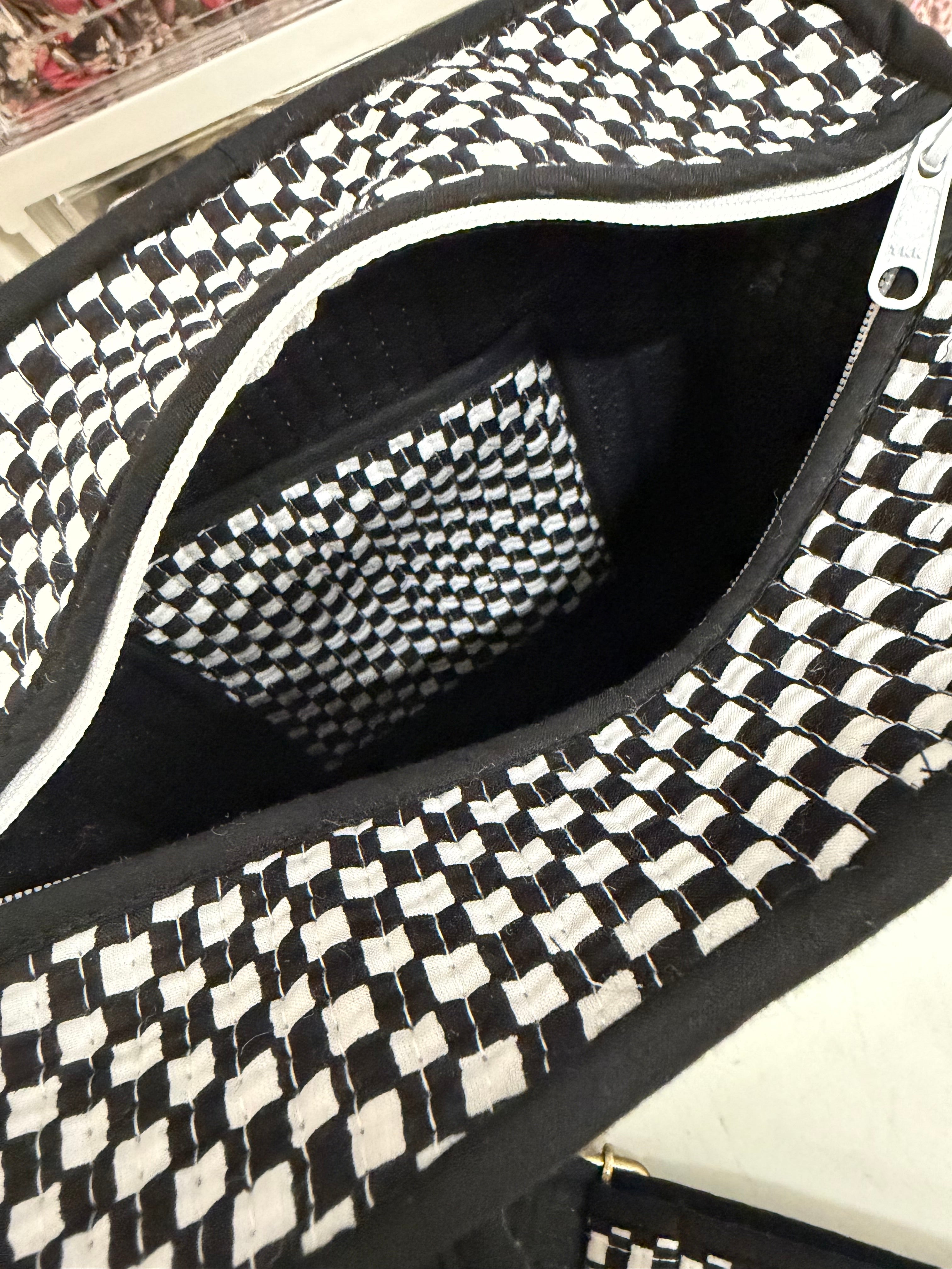 Small black and white checkerboard MINI Tote Bag - Penny & Ol