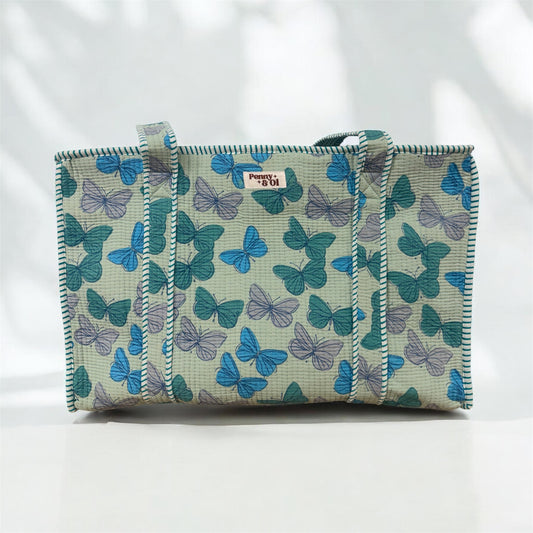 Butterfly Large Cotton Tote Bag, handmade tote bags