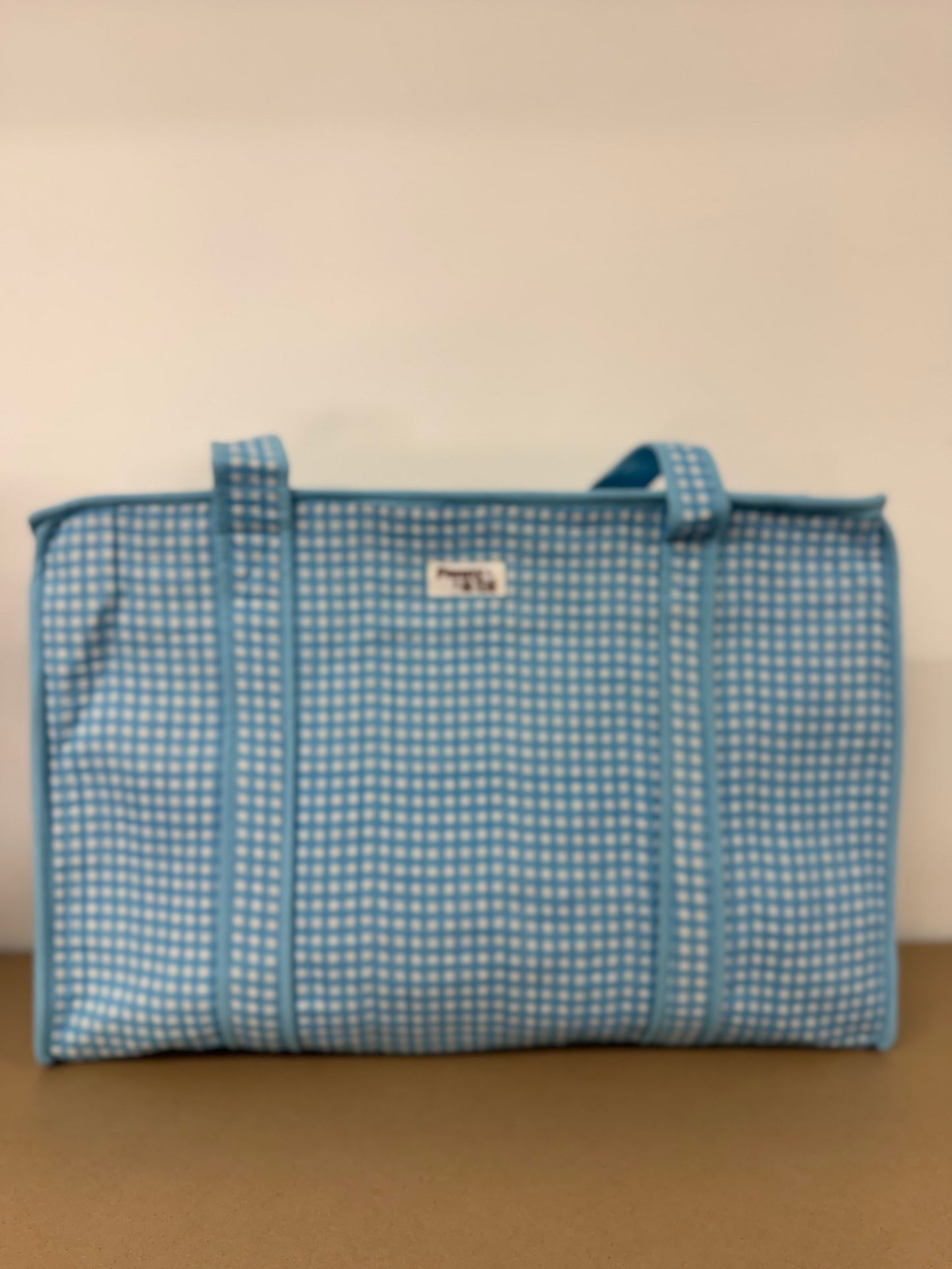 Baby Blue Gingham Collection. Cotton, handmade tote bags