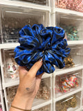 Royal Blue Leopard Print Velvet XL Hair Scrunchie