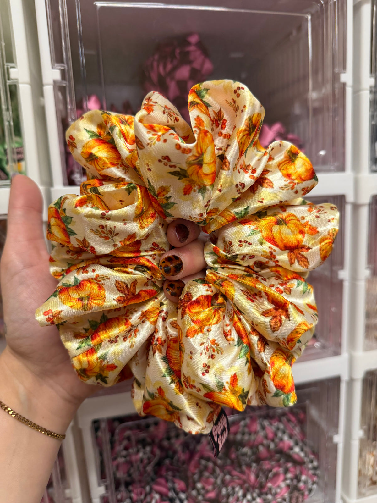 Pumpkin Patch XL Satin Hair Scrunchie