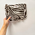 Brown Zebra Ruffle Pouch