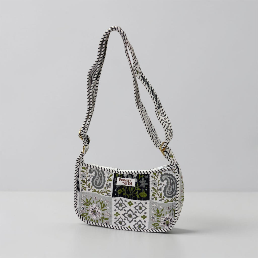 Grey And Black Patchwork Mini SHOULDER bag, cross body bag