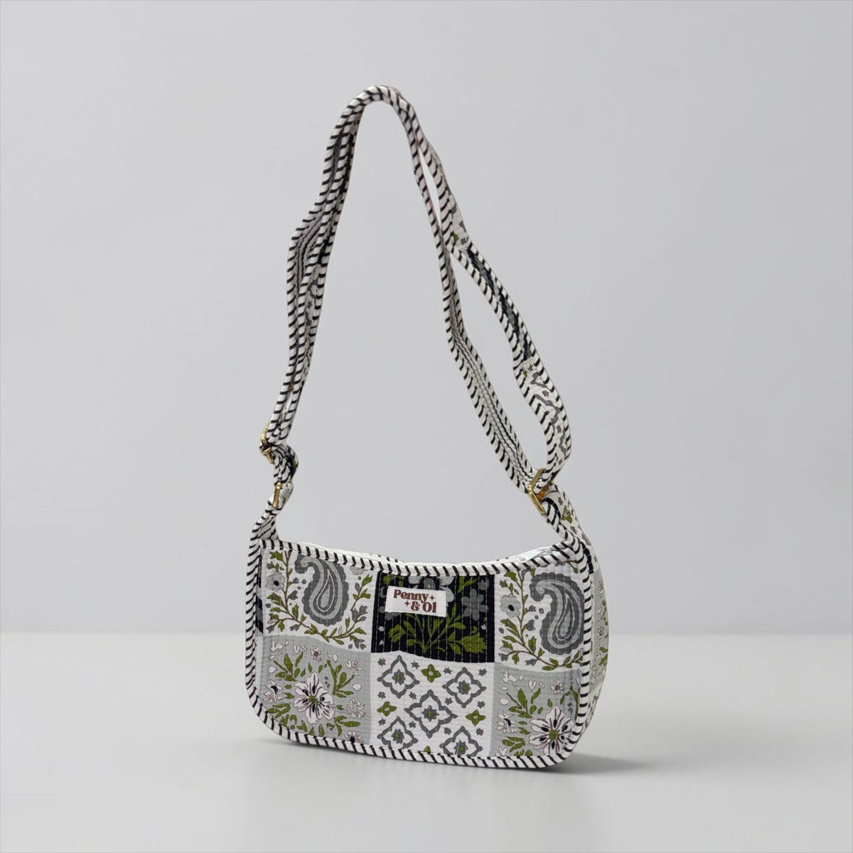 Grey And Black Patchwork Mini SHOULDER bag, cross body bag