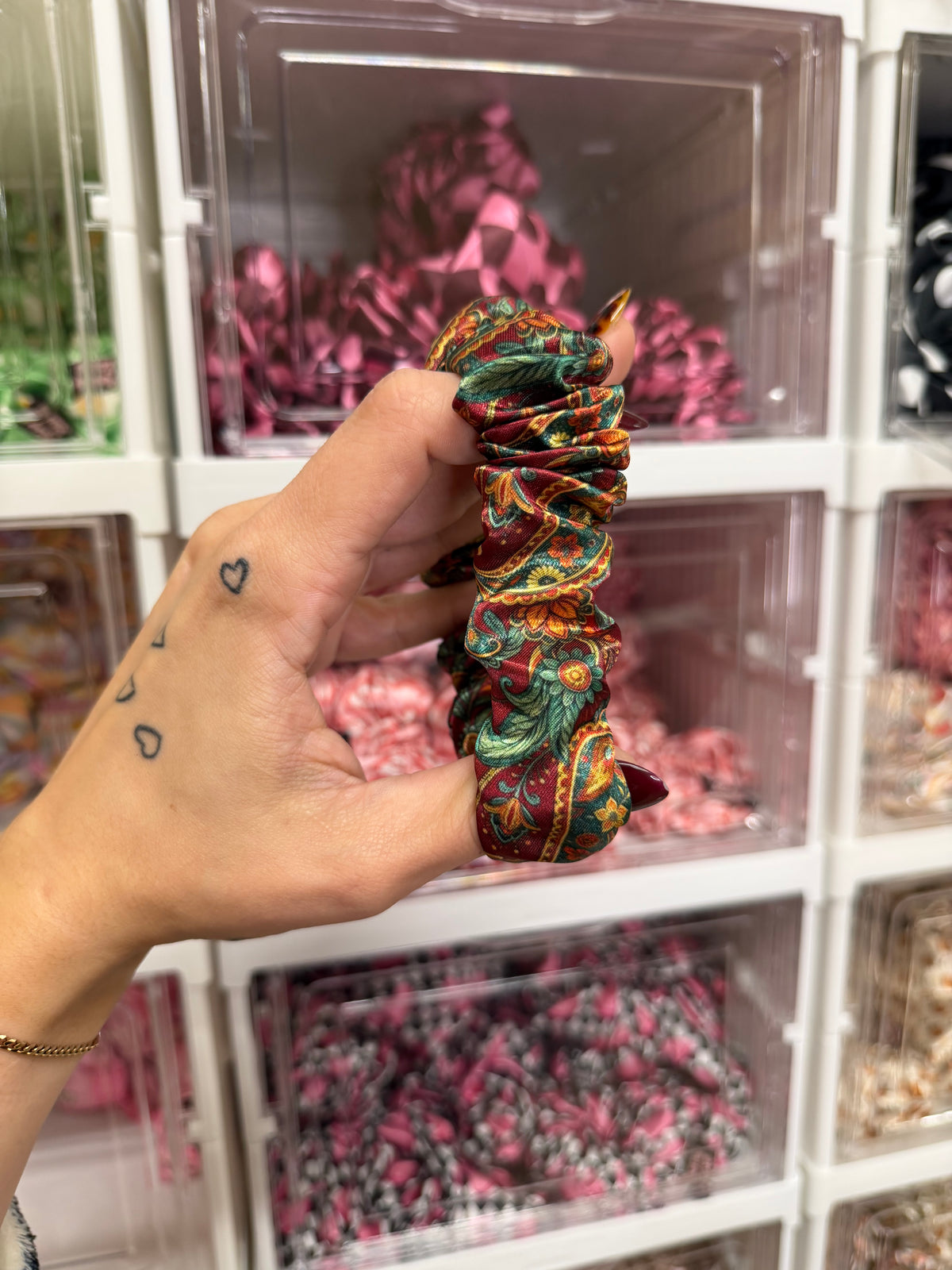 Burgundy Paisley Scrunchie Keyring