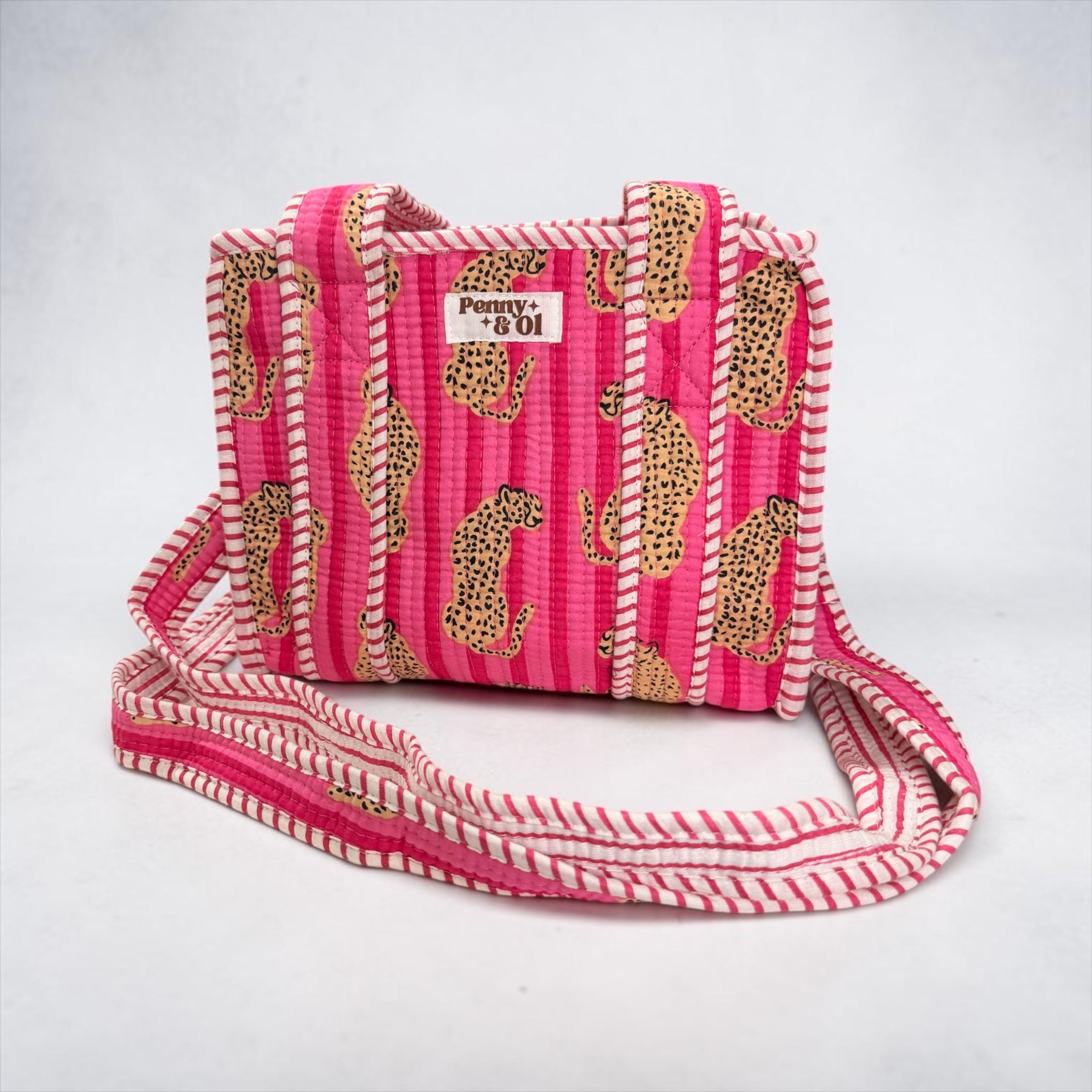 Pink Stripe Leopard MINI Tote Bag - Penny & Ol