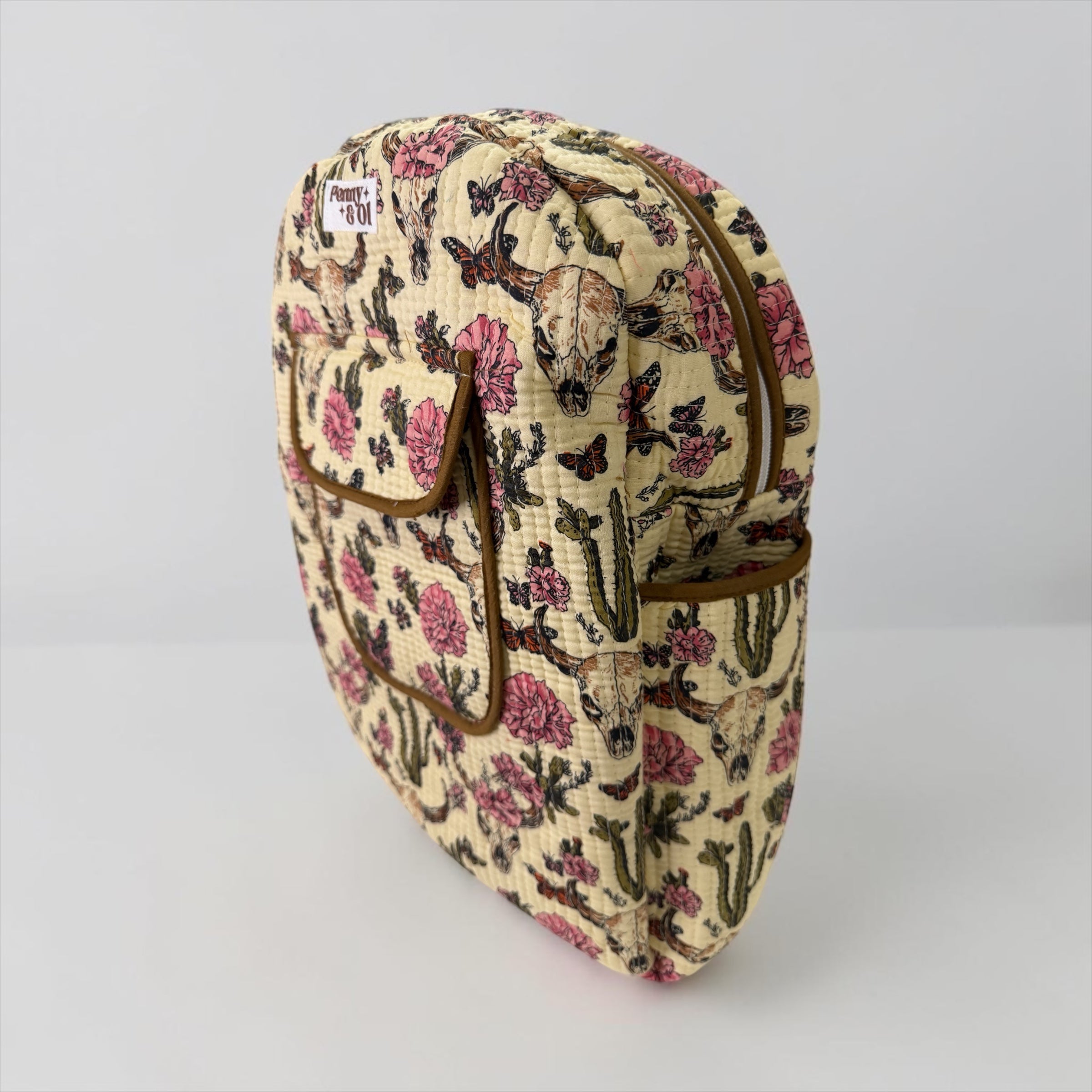 Brown Vintage Western Backpack, handmade cotton tote bags