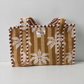 Brown stripe palm tree MEDIUM Cotton tote bag