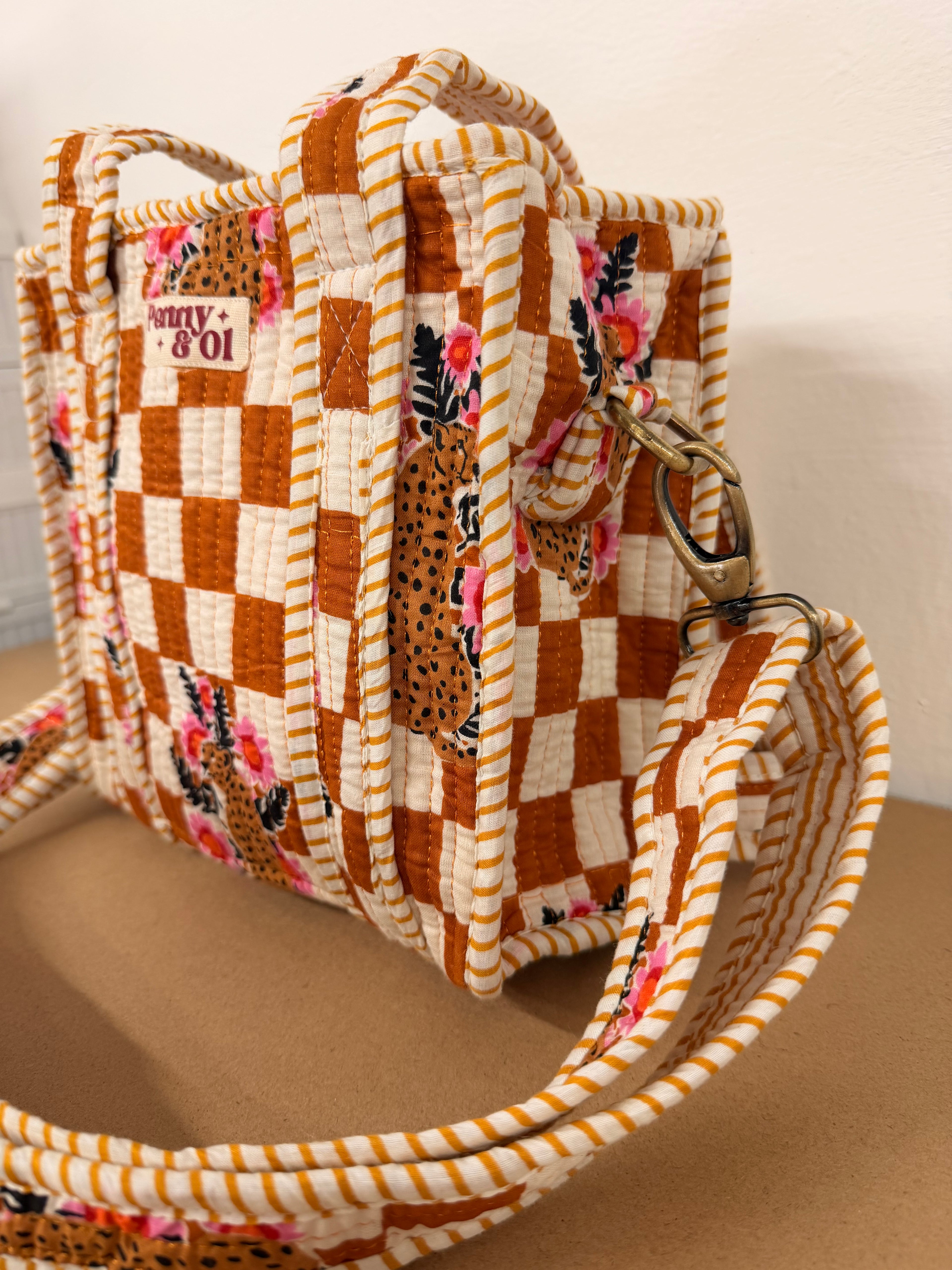 Brown Checkered Leopard  Mini Tote Bag - Penny & Ol.