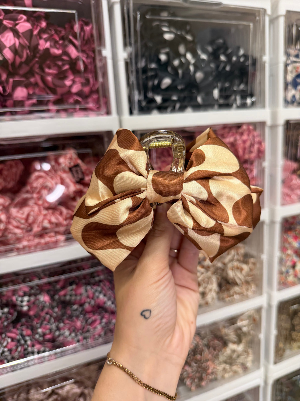 Brown and cream swirl Fabric Claw Clip, Custom Made PLS Fabrics
