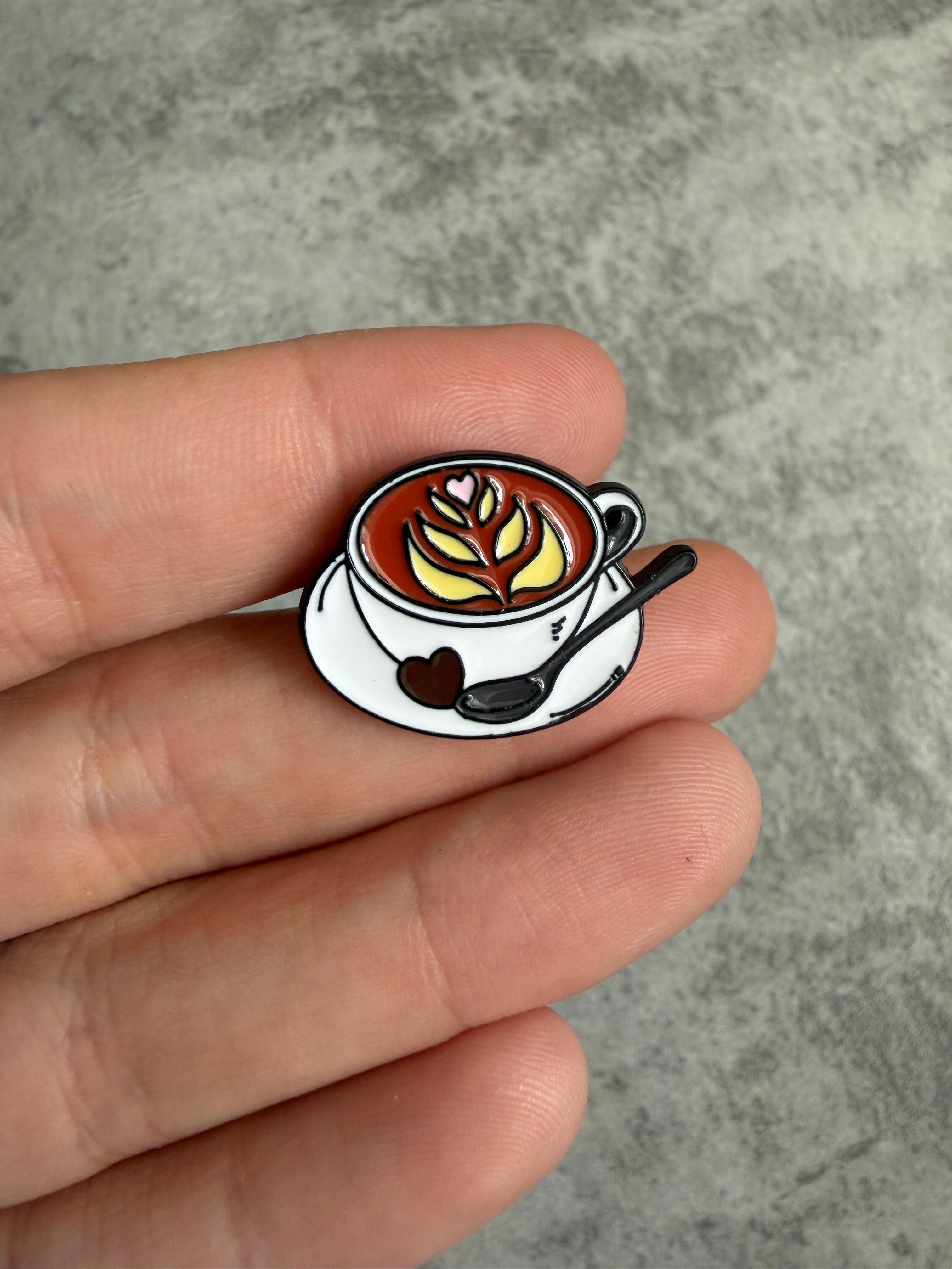 White coffee cup with spoon Pin Badge