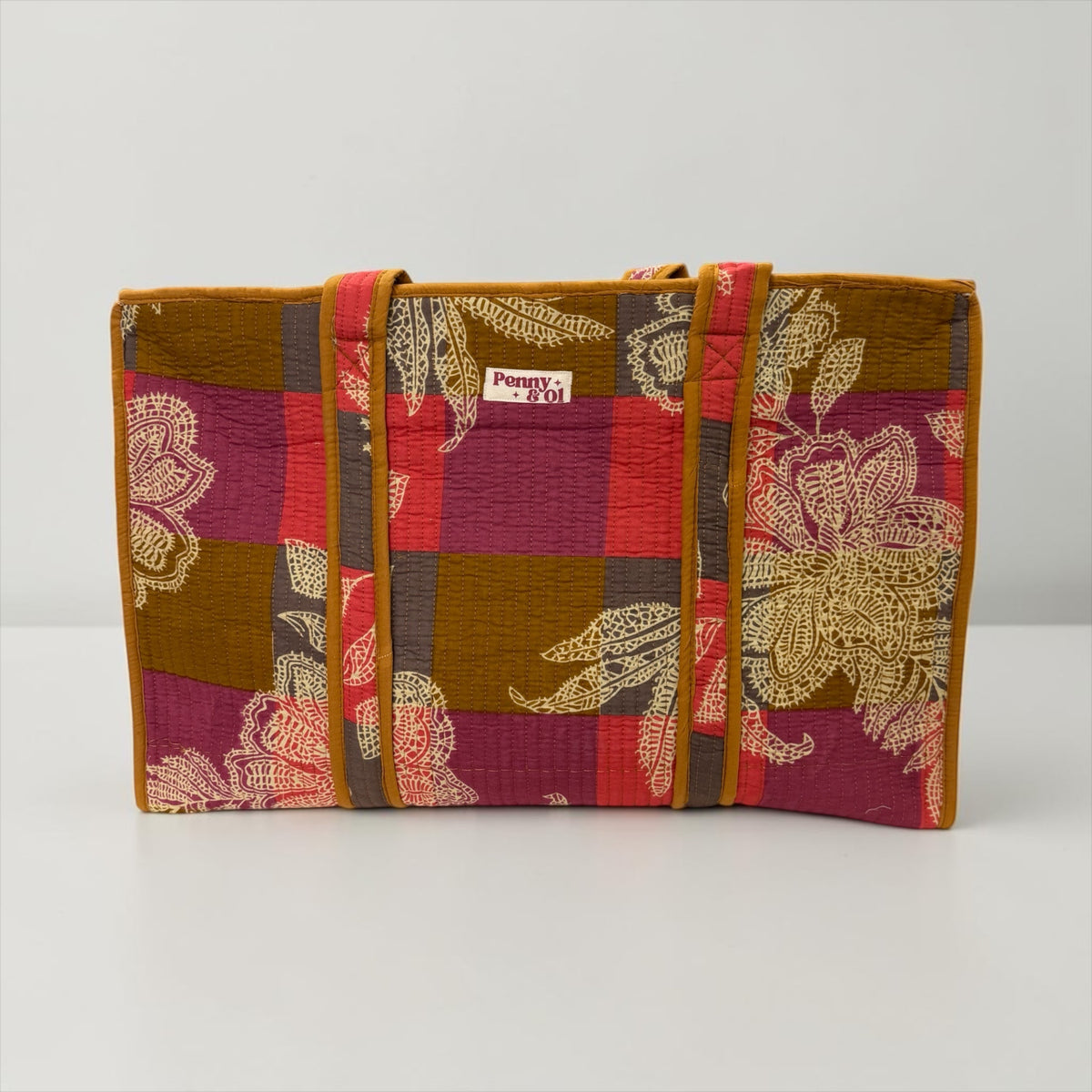 Autumn Patchwork Large Cotton Tote Bag, handmade tote bags
