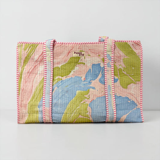 Pink Marble LARGE Cotton Tote Bag